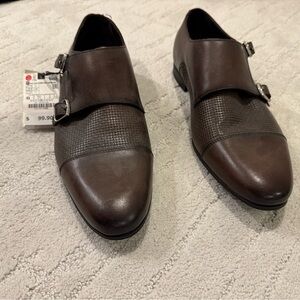 Zara Brown Leather Oxfords with Textured Detailing